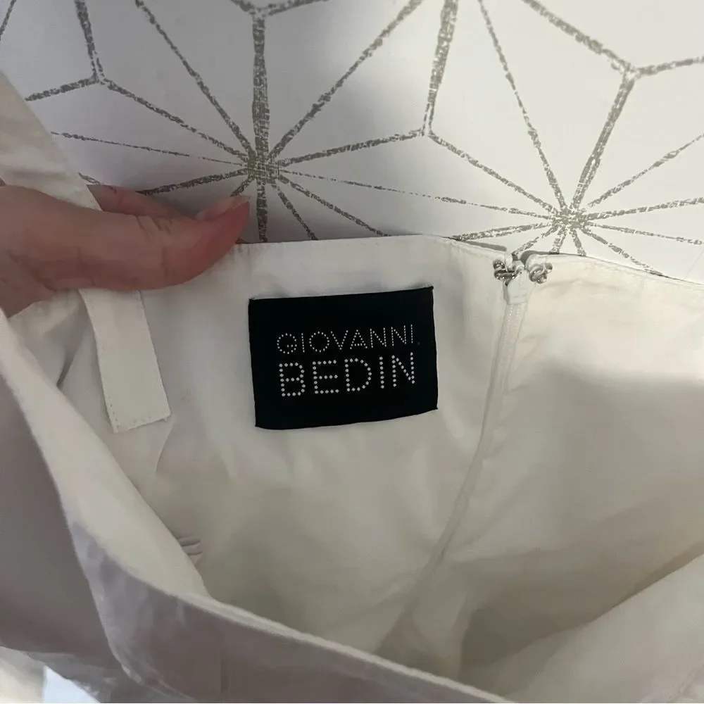 GIOVANNI BEDIN Godet Flared Cotton Mini Dress In White